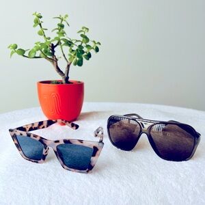 Men’s / Unisex Tortoiseshell & Black Sunglasses Set - Stylish UV Shades